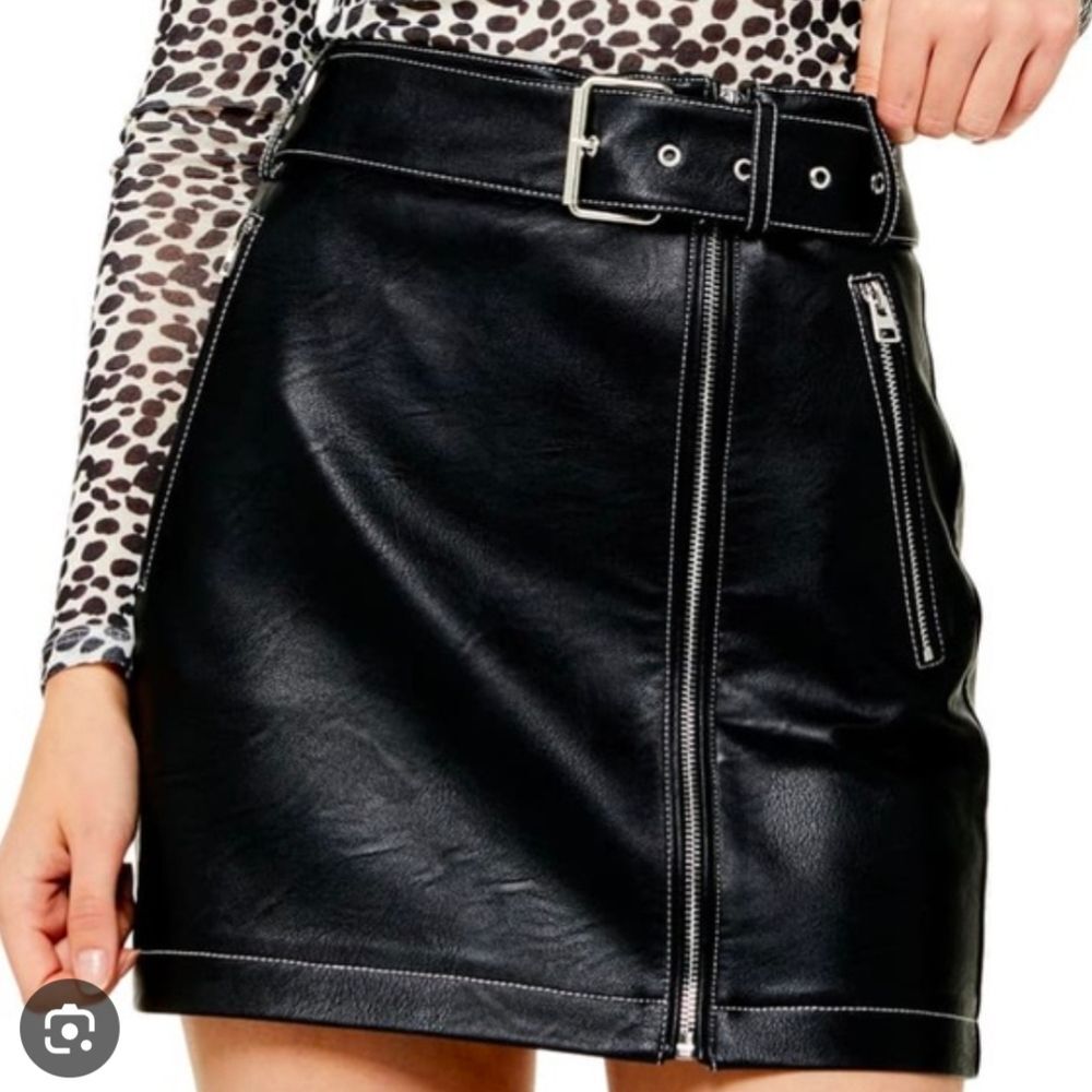 Topshop Black Faux Leather Mini Skirt